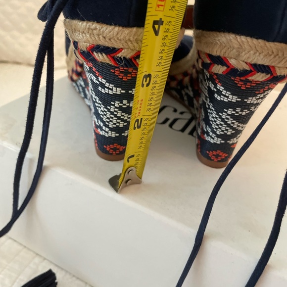 Hardly worn, Cabi, navy blue and orange wedges - Picture 6 of 9